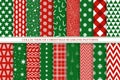 Collection of bright christmas seamless patterns. Holiday endless colorful backgrounds. Beautiful celebration prints