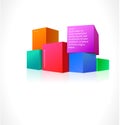 Collection of bright colored cubes stacked