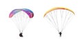 Collection Bright colorful parachute on white background, isolated