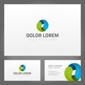 Collection bright innovation abstract sphere geometric shape wave pattern business card vector