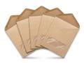 Collection of brown paper envelopes isolated on white background Royalty Free Stock Photo