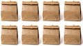 Collection of brown paper lunch bags isolated on white background for versatile use Royalty Free Stock Photo