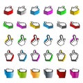 Collection of browsing hand cursors in perspective