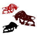 Collection of Bulls or Taurus, for decoration, silhouette on white background,