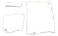 Collection of burnt paper on a white background