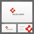 Collection business card red decor geometric shape figure branding identification realistic vector Royalty Free Stock Photo