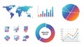 Business Data Analytics Charts, Graphs, World Map, and Icons Royalty Free Stock Photo