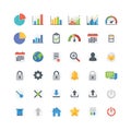 Collection of Business Data Analytics Icons in Flat Design Royalty Free Stock Photo