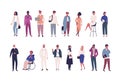 Collection of business people, entrepreneurs or male and female office workers of various ethnicity and age isolated on