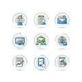 Collection of business and technology icons with data and analytics themes Royalty Free Stock Photo