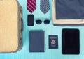 Collection of business travel items Royalty Free Stock Photo