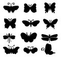 Collection of butterfly doodle flat isolated vector silhouette\'s
