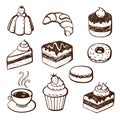 Collection of cake and bakery doodles Royalty Free Stock Photo