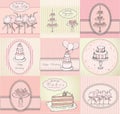 Collection of cakes, cupcakes and cake pops background Royalty Free Stock Photo