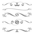 Collection of calligraphic lines ornaments or dividers . Retro style