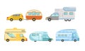 Collection of Camper or Commercial Trailers, Trailering, Camping, Outdoor Adventures Vector Illustration Royalty Free Stock Photo