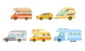 Collection of Camper Trailers Set, Trailering, Camping, Outdoor Adventures Vector Illustration Royalty Free Stock Photo