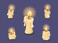 Collection of candles. Concept cartoon candle burning in different. Halloween elements set. Vector clipart illustration isolated