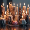 Juxtaposes classic candle shapes with modern sculptural elements Royalty Free Stock Photo