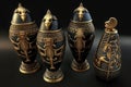 Collection of canopic jars from ancient Egypt.