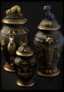 Collection of canopic jars from ancient Egypt.