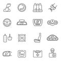 Collection of car interior details line icon vector illustration monochrome outline style