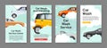 Collection car wash service vertical landing page stories vector internet advertising user interface