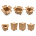 Collection of cardboard boxes isolated on white background Royalty Free Stock Photo