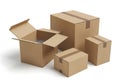 Collection of cardboard boxes isolated on white background Royalty Free Stock Photo
