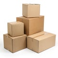 Collection of cardboard boxes isolated on white background Royalty Free Stock Photo