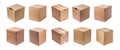 Collection of cardboard boxes for shipping, isolated on transparent background. Royalty Free Stock Photo