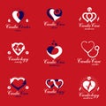 Collection of cardiology medical care vector emblems can be used