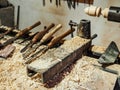 Collection of various carpentry tools Royalty Free Stock Photo