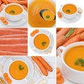 Collection of carrot soup soups with carrots in bowl