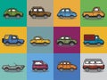 Collection of cars and trucks illustration