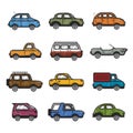 Collection of cars and trucks illustration