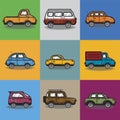 Collection of cars and trucks illustration