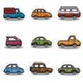 Collection of cars and trucks illustration