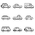 Collection of cars and trucks illustration