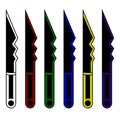 Collection of cartoon daggers. Set of decoration weapon for computer game design. Fantasy knifes. Vector illustration. Royalty Free Stock Photo