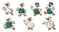Happy Cartoon Ducks in Various Poses and Outfits Royalty Free Stock Photo