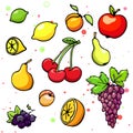 Collection of cartoon fruits and Royalty Free Stock Photo
