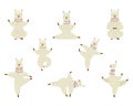 Collection cartoon funny cute llama alpaca practicing yoga position