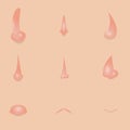 Collection of cartoon noses. Vector clip art Royalty Free Stock Photo