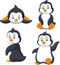 Collection of cartoon penguin isolated on white background