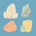 Collection of cartoon rocks and stones of different shapes and colors. Geology theme and natural elements set. Vector