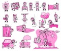 Collection of Cartoon Vendor Character - Set of Different Concepts Vector illustrations