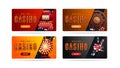 Collection of casino banners with casino elements isolated on white background Royalty Free Stock Photo