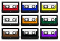 Collection of cassette tape illustrations Royalty Free Stock Photo