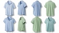 Collection of casual short-sleeve shirts in light blue and green Royalty Free Stock Photo